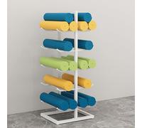 Generico Supporto Bianco per Tappetino da Yoga - Porta Attrezzi in Metallo per Allenamento, Ideale per rulli in Schiuma, Elastici e Blocchi - Accessori per la Palestra di casa e per Lo Yoga