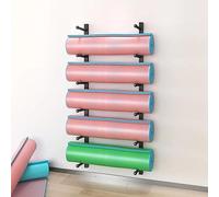 Generico Supporto da Parete in Legno massello per tappetini da Yoga | Scaffale Multistrato per tappetini da Ginnastica, rulli in Schiuma e Attrezzature Fitness | Organizzatore per la Palestra di casa