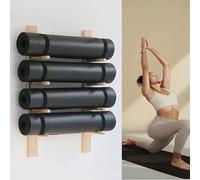 Generico Supporto da Parete in Legno per Tappetino da Yoga e Rullo in Schiuma - Supporto Resistente per Attrezzature Sportive, Ideale per organizzare la Palestra e Risparmiare Spazio sui tappetini PE