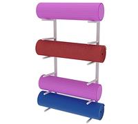 Generico Supporto da Parete per tappetini da Yoga e rulli in Schiuma - Organizzatore a 6 Ripiani per Palestra Domestica, Studio, Garage - Supporto Multiuso per Attrezzi da Allenamento (Bianco)