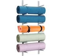 Generico Supporto da Parete per Tappetino da Yoga - Robusto Supporto in Metallo per tappetini da Esercizi, rulli in Schiuma, Elastici di Resistenza - Organizzatore salvaspazio per la Palestra di casa