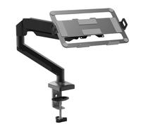 Generico Supporto Da Scrivania In Alluminio For Laptop - Braccio A Molla A Gas Completamente Regolabile, Capacità 2-9 Kg, Adatto A Laptop Fino A 17,3 Pollici (design A Morsetto)(Black)