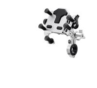 Generico Supporto for cellulare in lega for moto con ammortizzatori, supporto for telefono, staffa di navigazione for bici e(H66-Silvery)