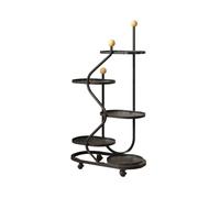 Generico Supporto For Piante A 5 Livelli Con Ruote, For Da In Ferro Battuto, For Balcone A Più For Pothos,capacità 80 Kg For Interni Esterni(Black)