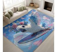 Generico Supporto in TPR & Lavabile in Lavatrice & Adesivi antiscivolo Tappeti Anime Pappagallo Rosa Surf 0 Tappeto a pelo corto 60 x 90 cm Tappeti per soggiorno e camera dei Blu Ghiaccio