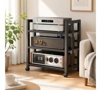Generico Supporto Multimediale AV 3/4 Livelli Armadio Audio HiFi Rack Rack Audio Mobile Con Ruote, Ripiano Rack Amplificatore Per Lettore DVD, Console Di Gioco(3-Tier/80x40x90cm)