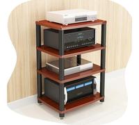 Generico Supporto Multimediale AV 4 Livelli, Mobiletto Porta Componenti Aperto HiFi Rack, Mobiletto Stereo Rack Ripiano AV Componenti Scaffale For Ufficio Soggiorno(Teak,4-Tier/60x48x86cm)