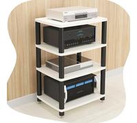 Generico Supporto Multimediale AV 4 Livelli, Mobiletto Porta Componenti Aperto HiFi Rack, Mobiletto Stereo Rack Ripiano AV Componenti Scaffale For Ufficio Soggiorno(White,4-Tier/60x48x86cm)