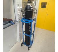 Generico Supporto per bombola di Gas Blu Resistente con Catena di Sicurezza e pulegge - Organizer Portatile per bombole di Ossigeno, propano e CO2 per Una Facile conservazione e Mobilità