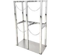 Generico Supporto per bombole di Ossigeno in Acciaio Inossidabile, Supporto per bombole di Gas 304 con Catena, Supporto Fisso Sicuro per Fabbrica, Scuola, Laboratorio - Contiene 2 bombole