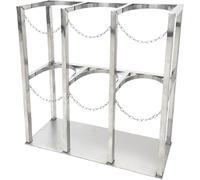 Generico Supporto per bombole di Ossigeno in Acciaio Inossidabile, Supporto per bombole di Gas 304 con Catena, Contiene 3 bombole, Ideale per Uso in Fabbrica, Scuola, Laboratorio - Soluzione di stocc