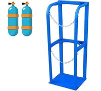 Generico Supporto per bombole di Ossigeno - Rastrelliera per bombole di Ossigeno Resistente, Montaggio a Pavimento con Catena di Sicurezza, per Fissare più bombole in Ambito Industriale (31x30x100 cm