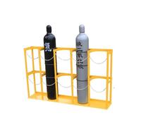 Generico Supporto per bombole di Ossigeno - Robusto Supporto Verticale in Acciaio per bombole di Gas, per stoccaggio e Trasporto sicuri di bombole di propano (Giallo, 157x31x100 cm)