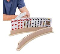 Generico Supporto per carte da gioco: supporto in legno per mani libere, vassoio organizer leggero e stabile, bilanciato durevole | Comodo accessorio da gioco per Canasta Poker Pinochle Bridge A