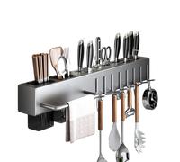 Generico Supporto per coltelli in Acciaio Inossidabile, scaffale a Parete con Bacchette 10 Ganci, Organo di pentole Resistenti alla ruggine per Utensili da Cucina, Forbici