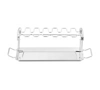 Genérico Supporto per cosce di pollo per barbecue, supporto in acciaio inox con 14 fessure, per barbecue, uso interno, esterno, picnic, cucina, giardino, cortile, griglia e casa