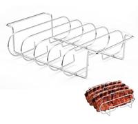 Generico Supporto per Costine da Barbecue | Griglie in Acciaio al Carbonio,Porta Bistecche per Barbecue Cucina all Aperto Campeggio Cottura E Riposo