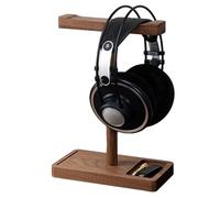 Generico Supporto per cuffie in legno, supporto per cuffie per gioco in noce | Afferisione in legno auricolare nero | Appuntamento auricolare a doppia partita con base pesante per la maggio r