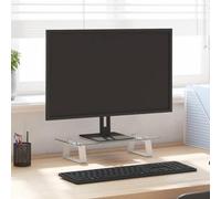 Generico Supporto per Monitor Bianco 40x20x8cm Vetro Temperato e Metallo,Bianco,1.95kg,374215