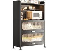 Generico Supporto per Pannello Forato a Parete, Supporto per microonde a 4/5 Ripiani con Anta a ribalta, scaffale da Cucina, Ripiani in Metallo e Accessori per organizzare Lo Spazio di Cottura.