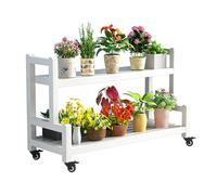 Generico Supporto per Piante: Supporto per Piante in Metallo Resistente con Ruote, Scala a 3 Ripiani su Ruote per Piante da Interno, scaffale Mobile per vasi di Fiori PE