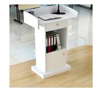 Generico Supporto per podio in Legno di Alta qualità: leggio Alto in Legno massello con Elevata capacità di carico, Design Stabile, Elegante Finitura Bianca per presentazioni e discorsi in pubblico i