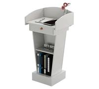 Generico Supporto per podio Portatile con Spazio di archiviazione Aperto - Ideale per chiese, aule, Eventi, conferenze, presentazioni e discorsi in pubblico - Design Bianco Elegante per Uso professio
