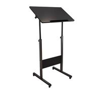 Generico Supporto per podio Portatile Regolabile con Ruote, leggio Mobile Nero per chiese, conferenze e Auditorium, ripiano Regolabile in Altezza, 80x40x140 cm