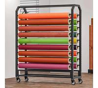 Generico Supporto per Rotoli di Tessuto con Asta Appendiabiti Regolabile, Grande Supporto per Rotoli di Tessuto, Organizer Commerciale in Acciaio Resistente con Ruote, Supporto per Rotoli di Tessuto