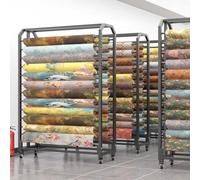 Generico Supporto per Rotoli di Tessuto con Asta Regolabile, Grande Supporto per Rotoli di Tessuto, Organizer in Acciaio Resistente per Uso Commerciale con Ruote, Supporto per Rotoli di Tessuto con a