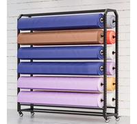 Generico Supporto per Rotoli di Tessuto di Grandi Dimensioni con Asta di Sospensione Regolabile, Organizer in Acciaio Resistente per Uso Commerciale con Ruote, Supporto per Rotoli di Tessuto di Grand