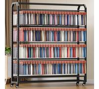 Generico Supporto per Rotoli di Tessuto Regolabile, Grande, Organizer Commerciale in Acciaio Resistente con Ruote, Supporto per Rotoli di Tessuto Regolabile con Ruote, espositore per 18 aste per scia
