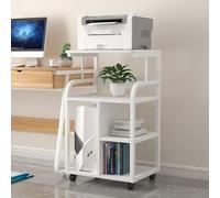 Genérico Supporto per stampante con vano portaoggetti, grande carrello da pavimento con ruote, supporto per computer, per stampante per l'ufficio domestico, porta-fax, scanner e raccoglitori(White)