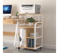 Genérico Supporto per stampante con vano portaoggetti, grande carrello da pavimento con ruote, supporto per computer, per stampante per l'ufficio domestico, porta-fax, scanner e raccoglitori(Natural)