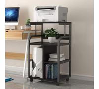 Genérico Supporto per stampante con vano portaoggetti, grande carrello da pavimento con ruote, supporto per computer, per stampante per l'ufficio domestico, porta-fax, scanner e raccoglitori(Black)