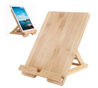 Generico Supporto per tablet in legno - Supporto da tavolo pieghevole regolabile con porta di ricarica | Suporto per Pro Air Mini, dock per e-reader, display portatile per ricette da cucina, acces