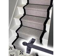 Generico Supporto per Tappeto Regolabile con Barra Lucida, Hardware per Fissare saldamente Il Tappeto delle Scale, Asta per Tappeto in Metallo Nero per Scale - Set con Hardware, Supporto Minimalista
