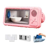 Generico Supporto per telefono Aqua Play, angolo di apertura di 60° Aqua Play Phone Shower con altoparlante, supporto per telefono impermeabile per doccia, supporto a 360°, suono surround (Pink)