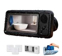 Generico Supporto per telefono Aqua Play, angolo di apertura di 60° Aqua Play Phone Shower con altoparlante, supporto per telefono impermeabile per doccia, supporto a 360°, suono surround (Black)