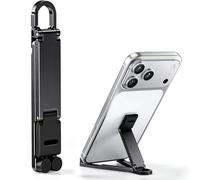 Generico Supporto per Telefono Pieghevole in Lega di Alluminio (Nero) | Portachiavi Supporto da Scrivania Pieghevole, Supporto Portatile per Telefono da Viaggio a Mani Libere per Ufficio, Viaggio