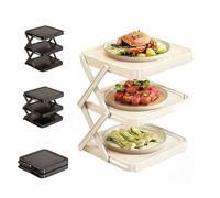 Generico Supporto Porta-Vassoi E Piatti A Più Livelli, Stand Multifunzionale Pieghevole for Il Servizio, Espositore for Alimenti Richiudibile Con Gambe A X - Facile Da Riporre(White)