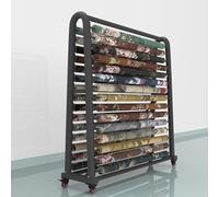Generico Supporto portarotolo Regolabile con Ruote - Organizer in Acciaio Resistente per Bobine di Vinile, Carta da Parati, Pellicola per finestre - 18 aste, 180x45x170 cm, Design Mobile