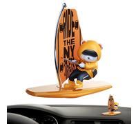 Generico Surfing Bear Car Ornament - 11.3 Cm ABS PVC Sliding Dashboard Decoration | Wobble Console Figurine, Aromatherapy Holder, Cute Interior Accessory For SUV Sedan Truck