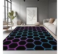Generico Surrealismo Geometria Esagono Antiscivolo Tappeto, 160 x 230 cm Camera Da Letto Soggiorno Tappeto Tappeto Ampio Tappeti - Nero Tappeto Per Sala Da Pranzo Casa Per Una Facile Pulizia
