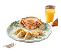 Generico Sushi Granchio Ceramica Con Salsa Vassoio Mare 31x27x7 Cm