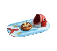 Generico Sushi Plate, Ceramic Hand Painted Dish, Rectangular Salad Dinner Bowl, Decorative Kitchen Serving Plate Home Restaurant Hotel Use, Ideal for Lunch Party Appetizers, 34x20x11cm, Multicolor