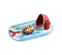 Generico Sushi Plate Set, Ceramic Salad Dish, Hand Painted Bowl with Elegant Finish, Multi Purpose Use at Table, Serving Tray for Dinner, Event, Kitchen, Home, 3.39x7.87x4.33 Inches