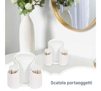 Generico Swab Storage Case - Desktop Organizer for Bathroom | Portable Multi-Purpose Box with Transparent Cover, Travel Dispenser Accessory, Dressing Table Counter Tool for Home Small Spaces