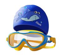 Generico Swim Goggles & Hat Set, Anti-Fog Waterproof Adjustable Goggles 7.09x1.97x2.36 inches, Swimming Cap for Youth, Toddler Training, Snorkeling, Beach & Pool Activities Kids, Wide Frame Comfort