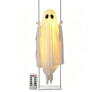 Generico Swinging Ghost Decor - 5ft Remote Control String Lights | Light Up Swinging Ghost Decoration Cute Adjustable Spooky Floating Ghost Design Terrifying Outdoor Quick-Install Swaying